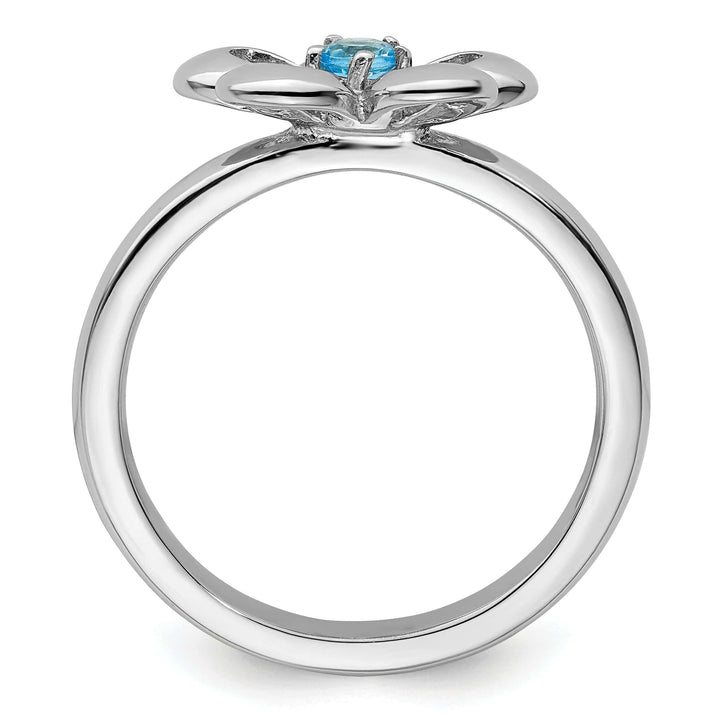 Sterling Silver Polished Blue Topaz Flower Ring