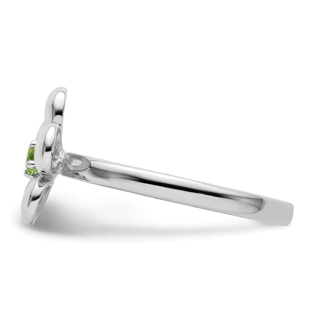 Sterling Silver Polished Peridot Flower Ring