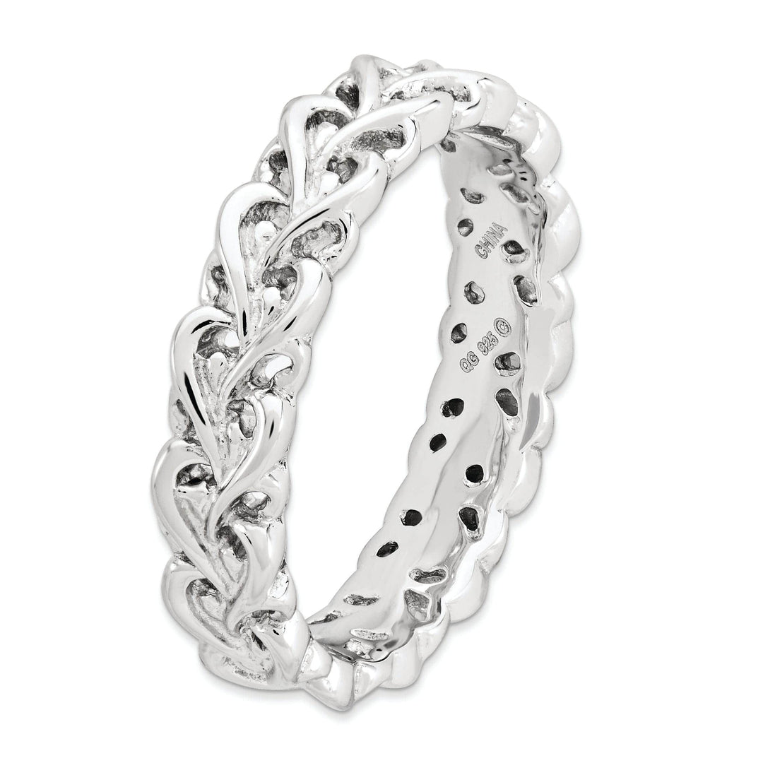 Sterling Silver Polished Intertwined Heart Ring