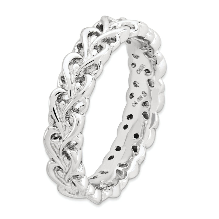 Sterling Silver Polished Intertwined Heart Ring