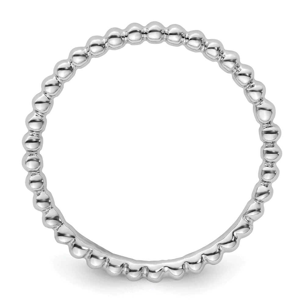 Sterling Silver Rhodium Beaded Ring