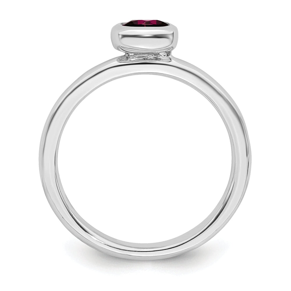 Sterling Silver Cushion Cut Created Ruby Ring