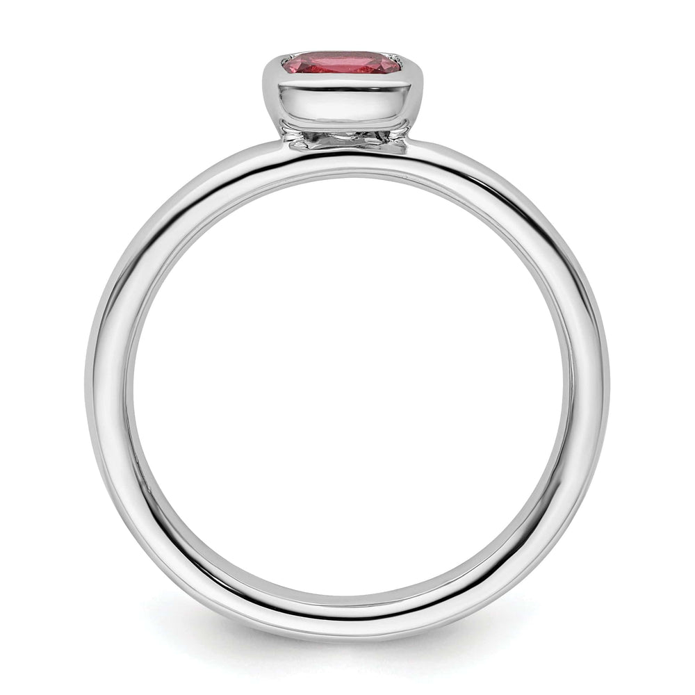 Sterling Silver Cushion Cut Pink Tourmaline Ring