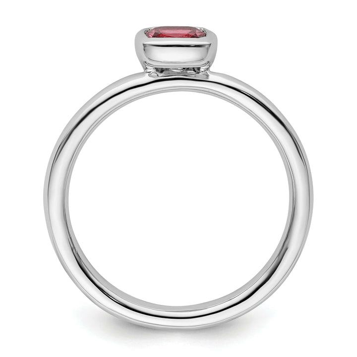 Sterling Silver Cushion Cut Pink Tourmaline Ring