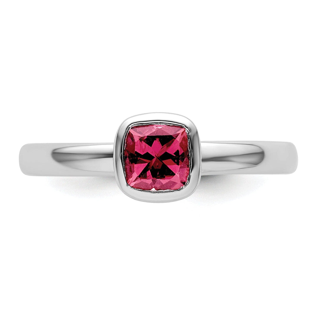 Sterling Silver Cushion Cut Pink Tourmaline Ring
