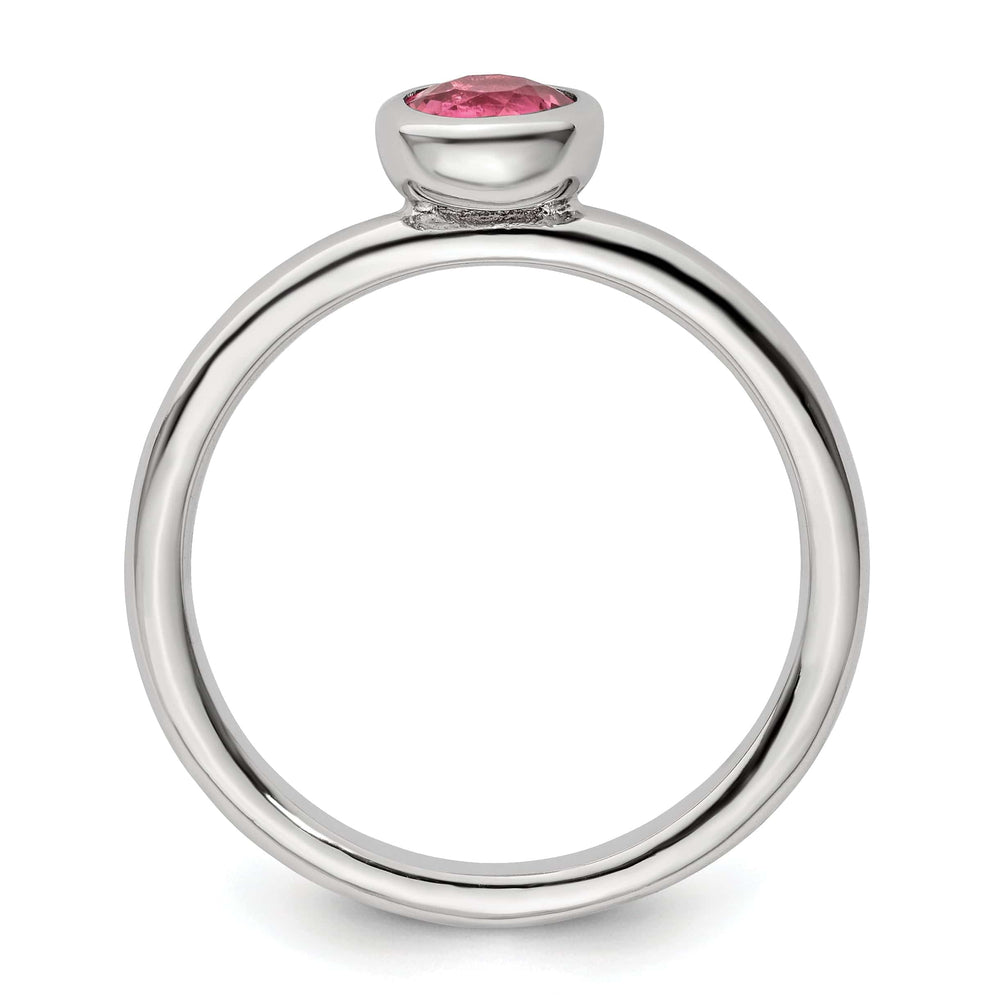 Sterling Silver Round Pink Tourmaline Ring