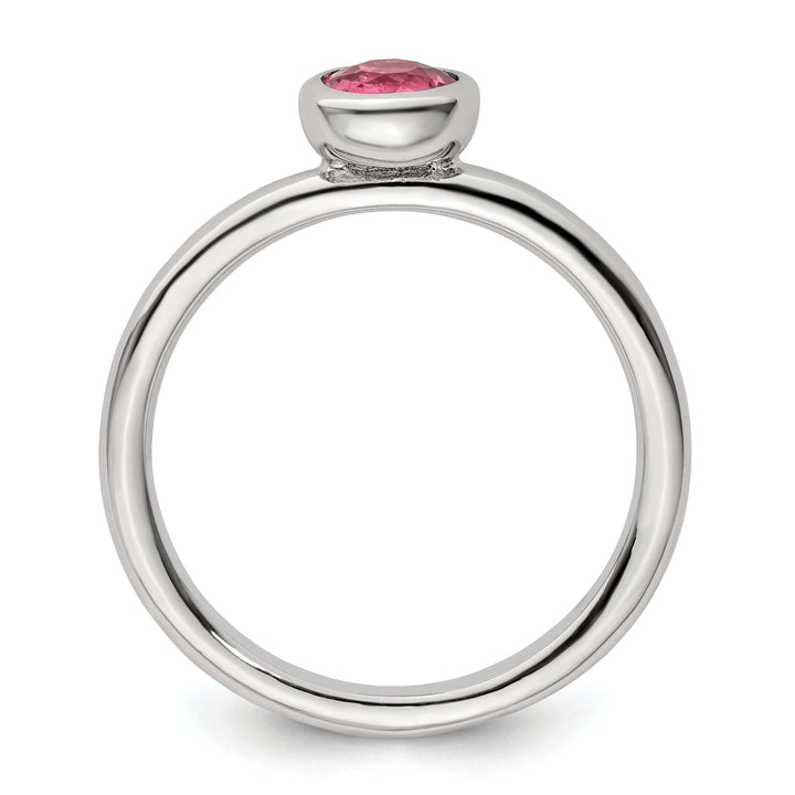 Sterling Silver Round Pink Tourmaline Ring
