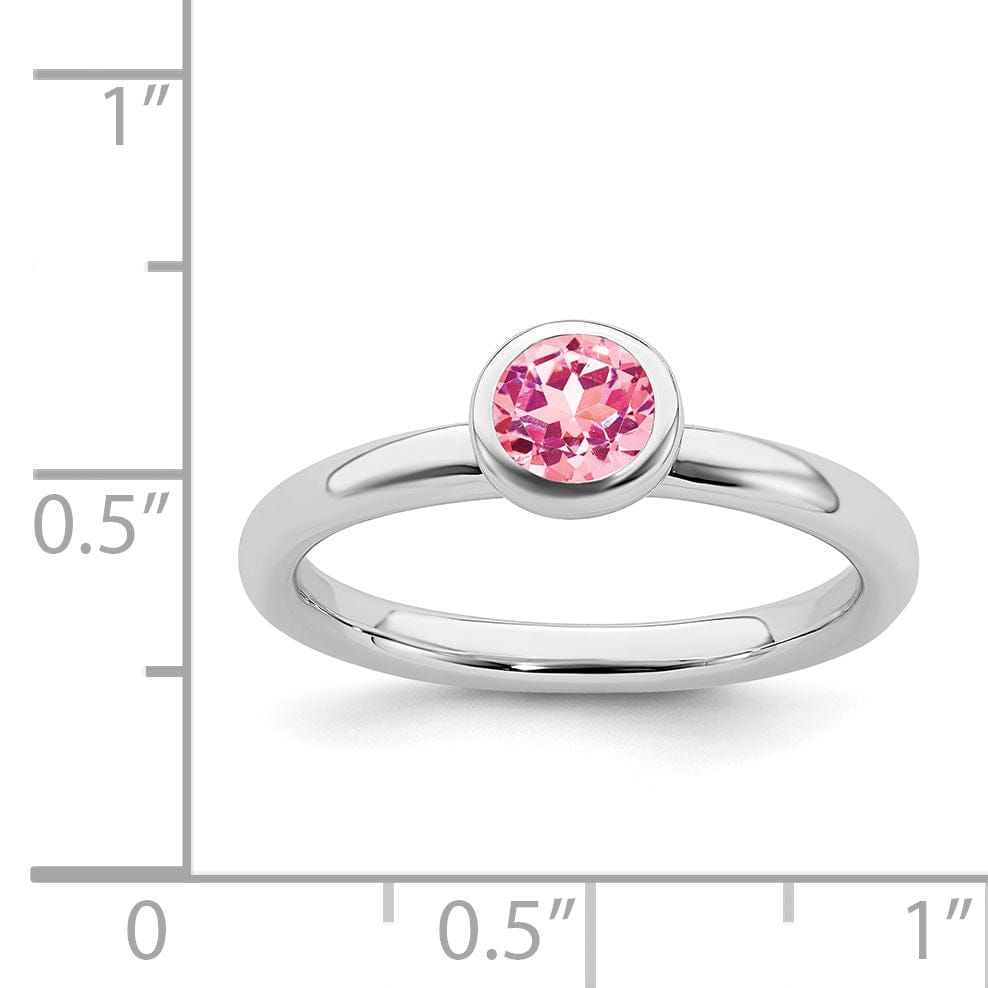 Sterling Silver Round Pink Tourmaline Ring