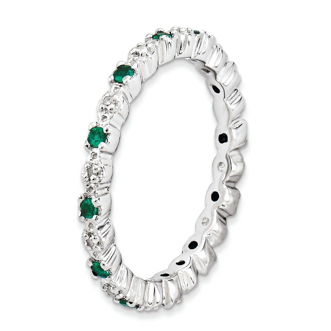 Sterling Silver Stackable Expressions Emerald Ring