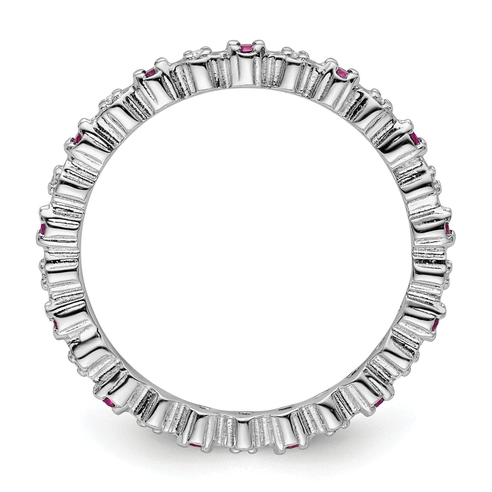 Sterling Silver Created Ruby Diamond Ring
