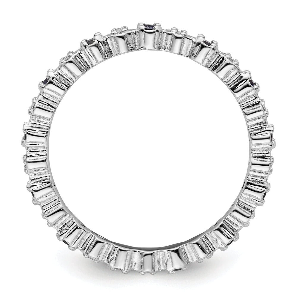 Sterling Silver Created Sapphire Diamond Ring