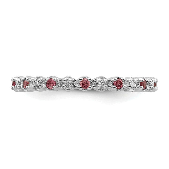 Sterling Silver Pink Tourmaline Diamond Ring