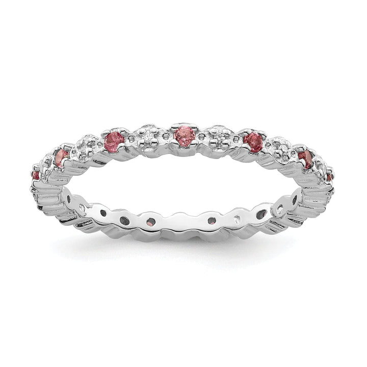 Sterling Silver Pink Tourmaline Diamond Ring