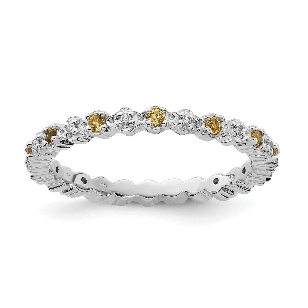 Sterling Silver Citrine Diamond Ring