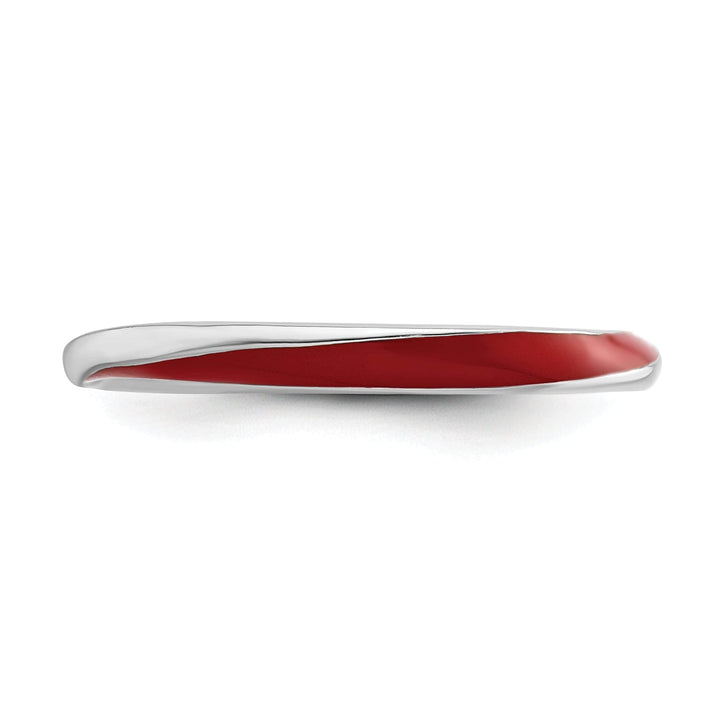 Sterling Silver Red Enameled Stackable Ring
