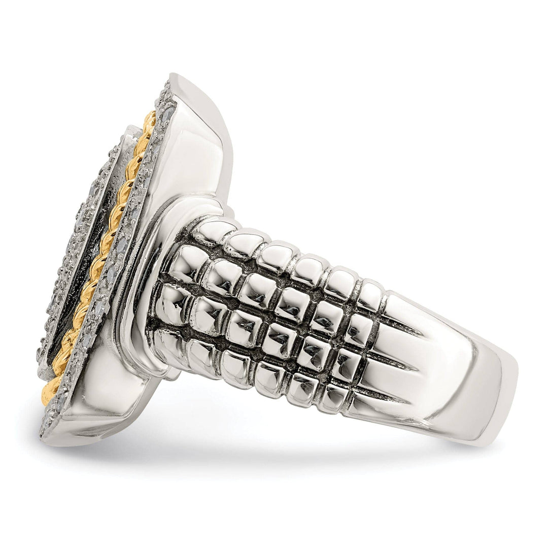 Sterling Silver Goldy Diamond Ring