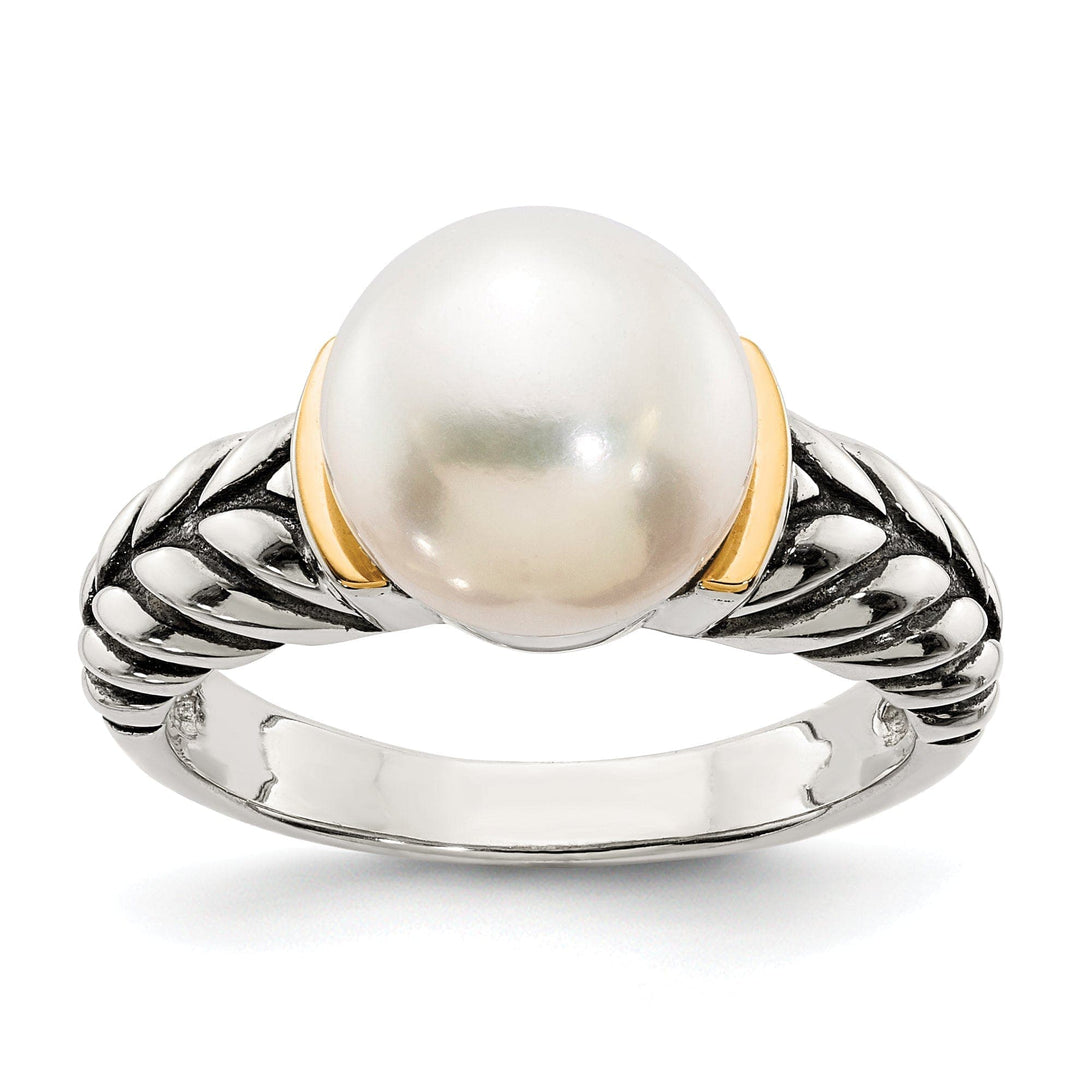 Sterling Silver Gold Pearl Ring