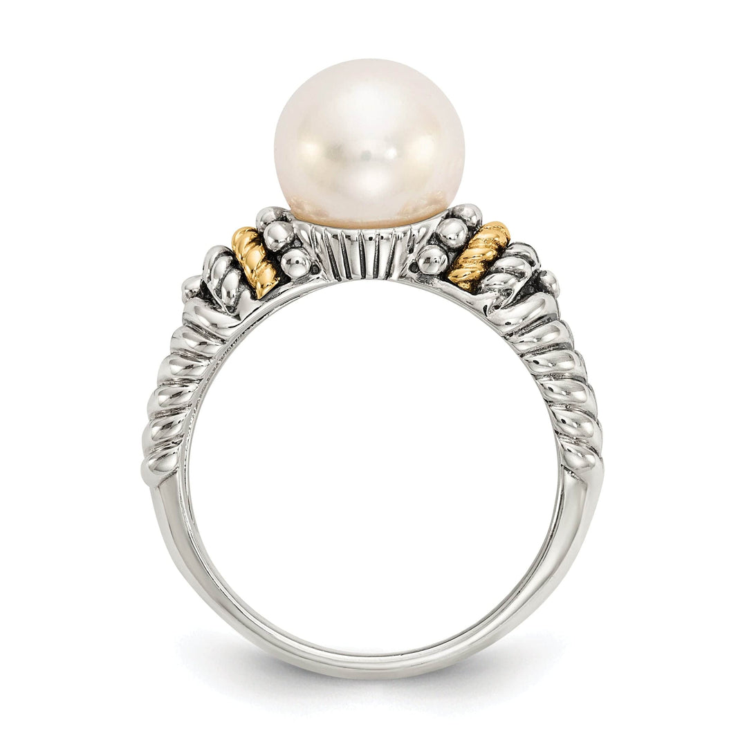 Sterling Silver Gold Pearl Ring