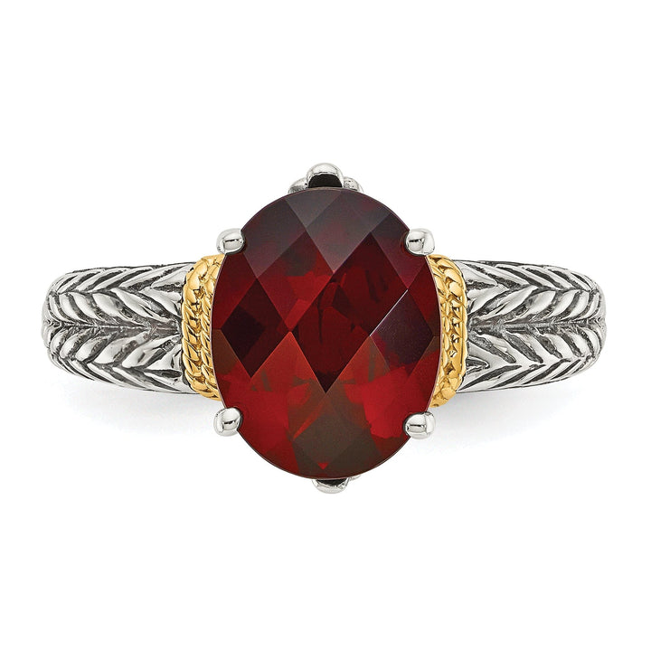Sterling Silver Gold Garnet Ring