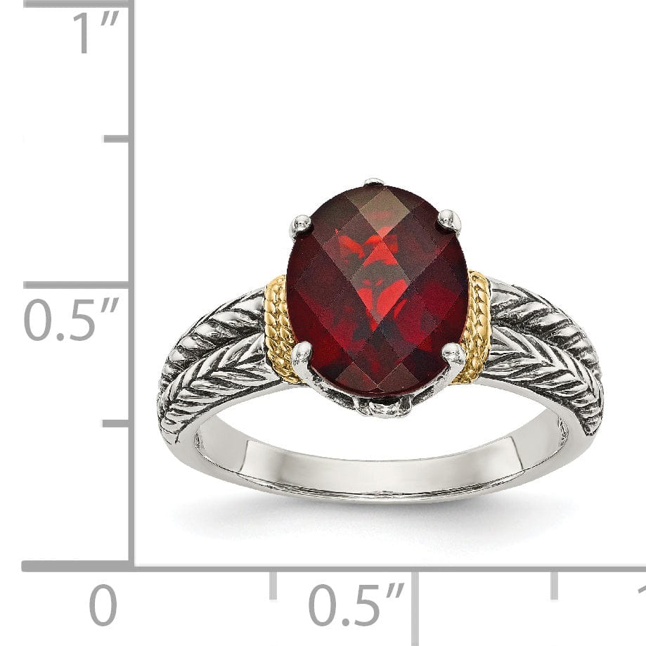 Sterling Silver Gold Garnet Ring