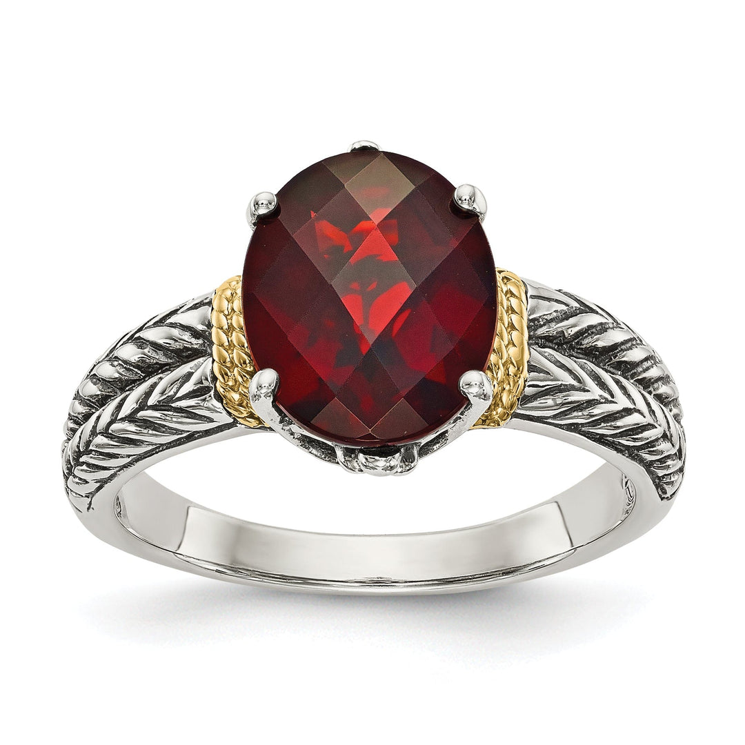 Sterling Silver Gold Garnet Ring