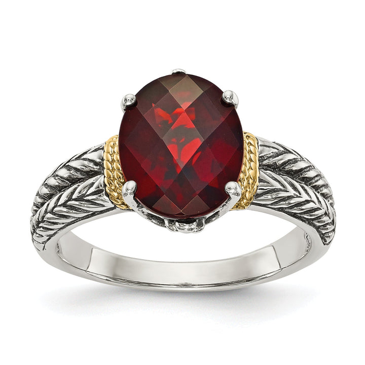 Sterling Silver Gold Garnet Ring