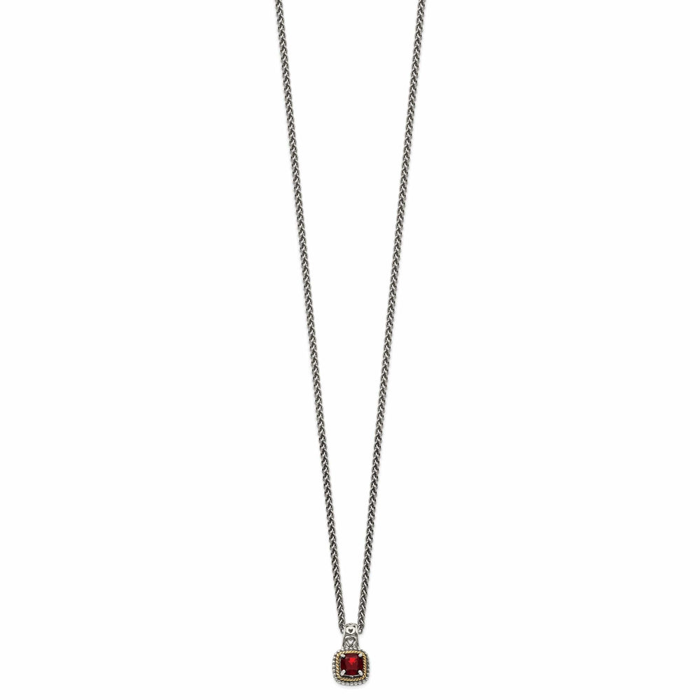 Sterling Silver Gold Garnet Necklace