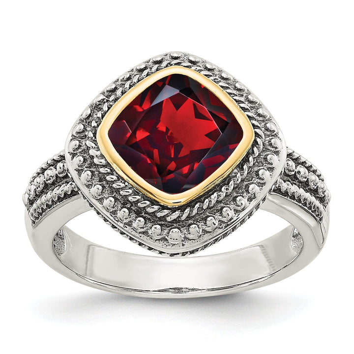 Sterling Silver Gold Garnet Ring