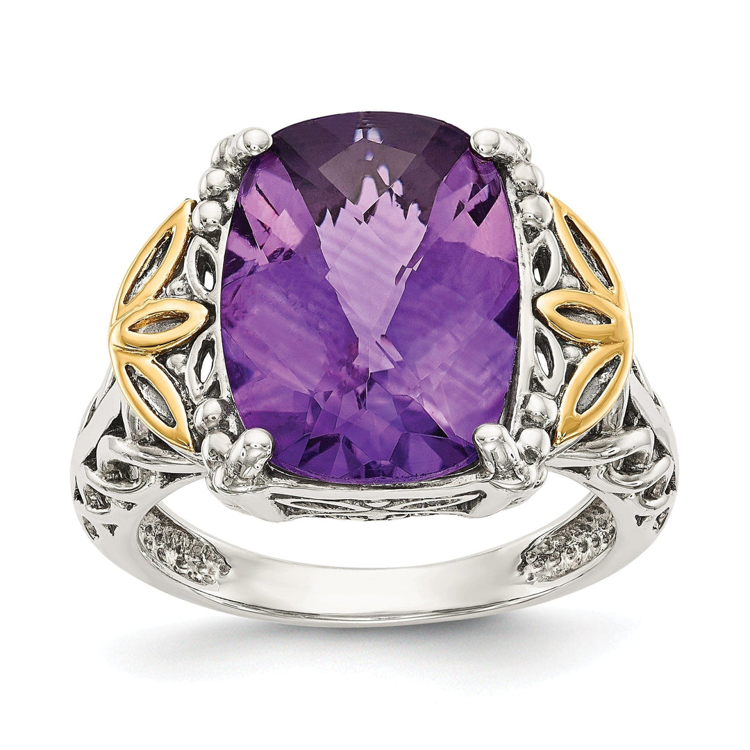 Sterling Silver Gold Amethyst Ring