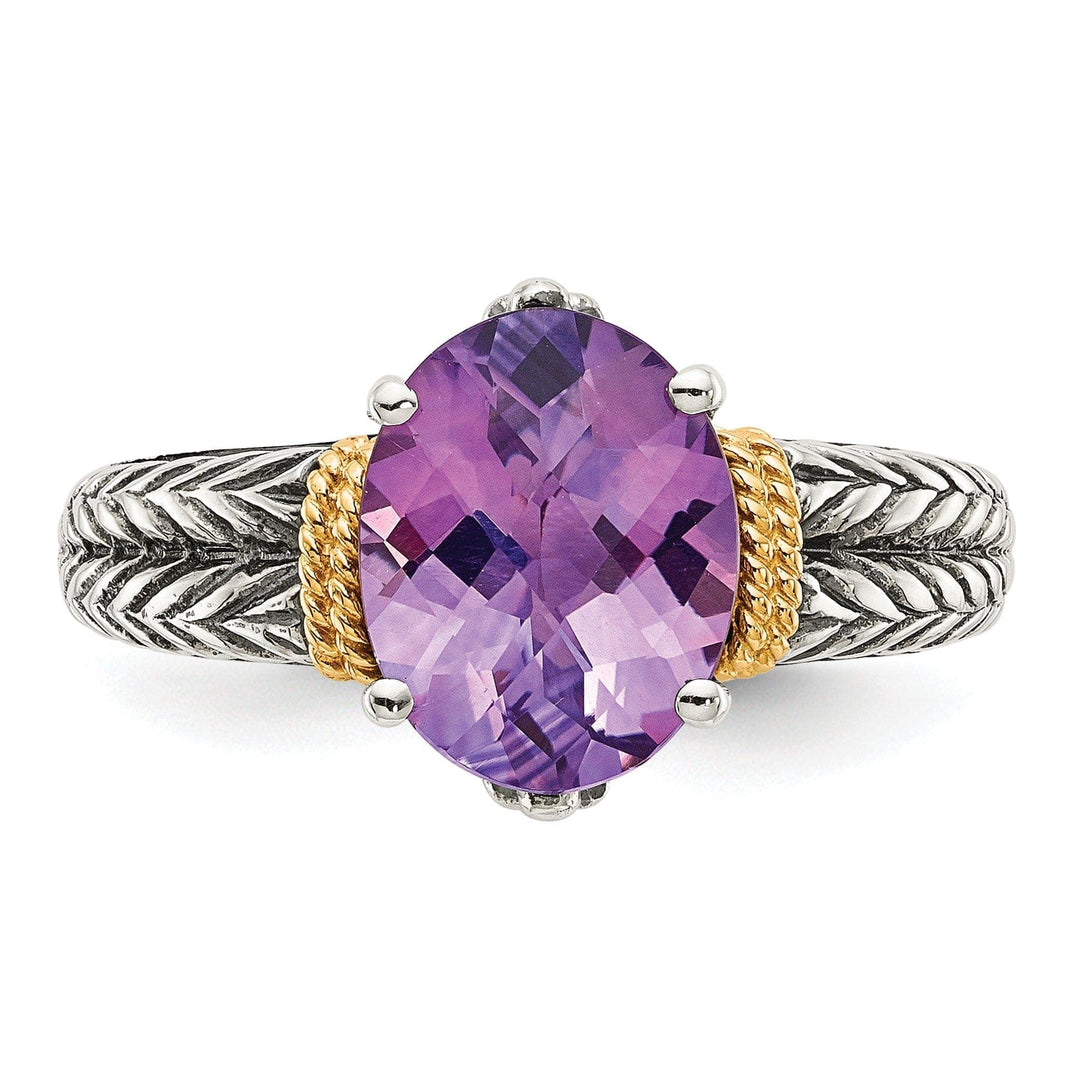 Sterling Silver Gold Amethyst Ring