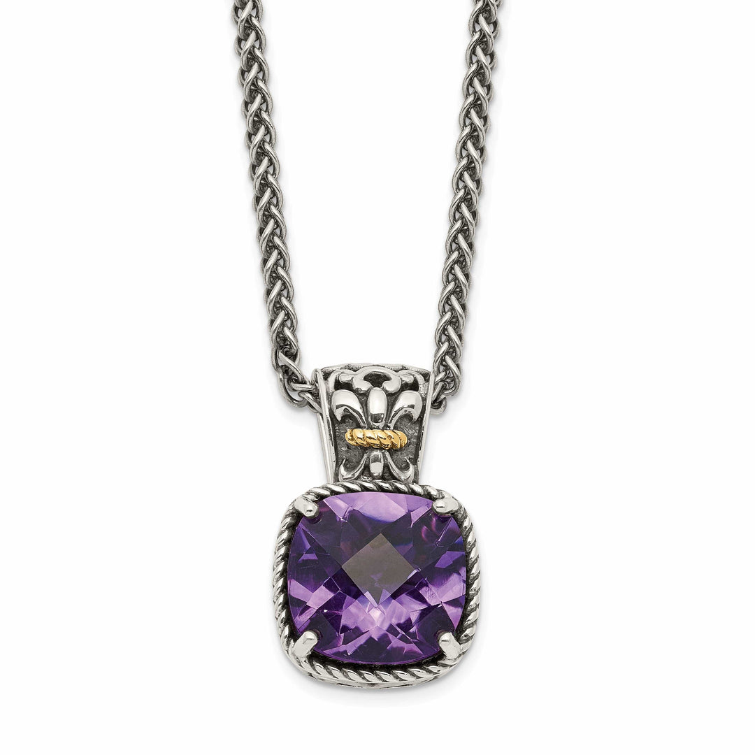 Sterling Silver Gold Amethyst Necklace