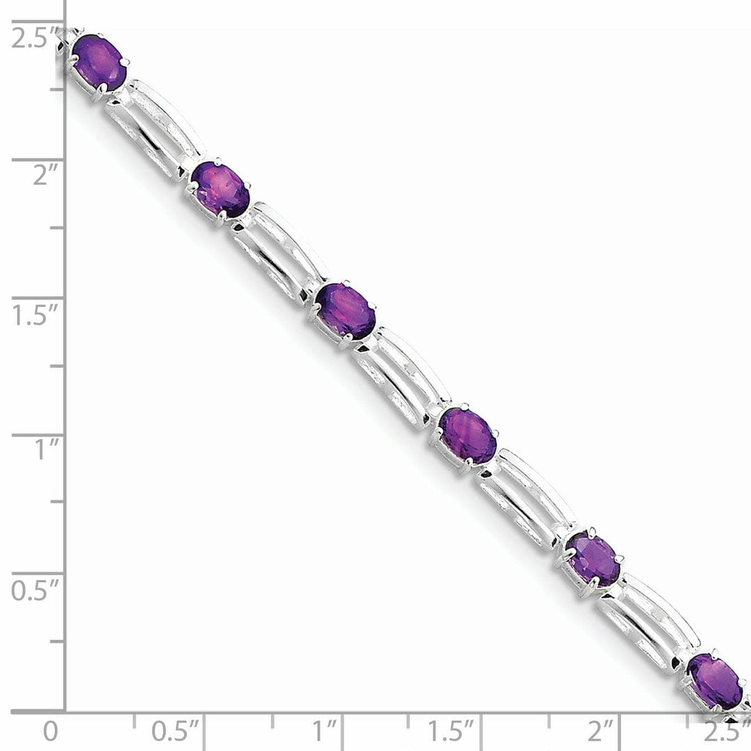 Silver Polished Amethyst Gemstone Bracelet