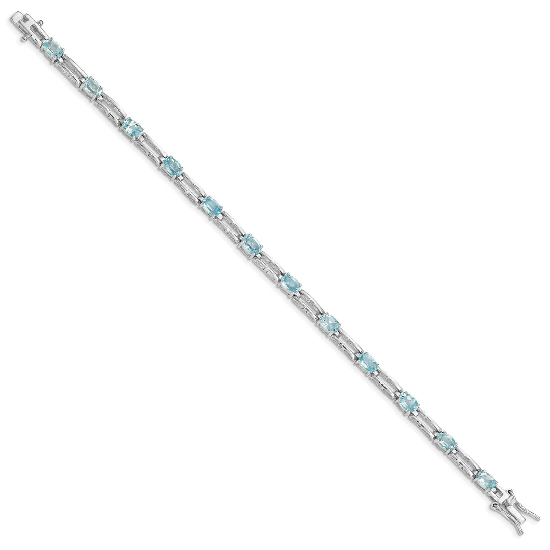 Silver Polished BlueTopaz Gemstone Bracelet
