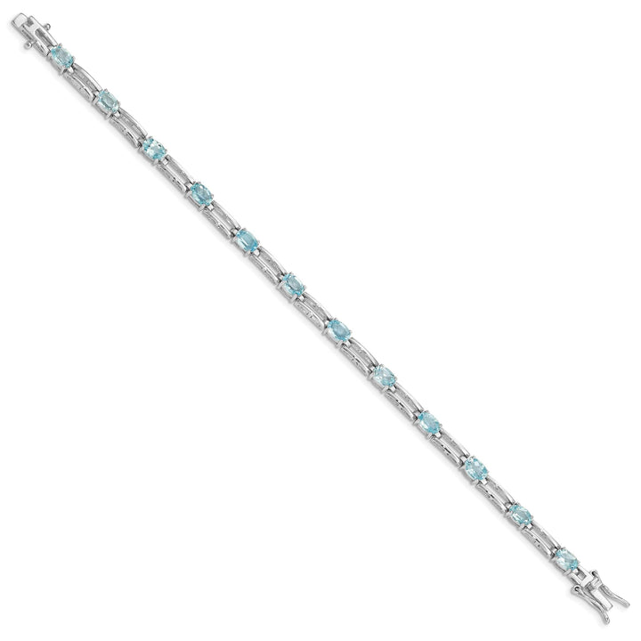 Silver Polished BlueTopaz Gemstone Bracelet