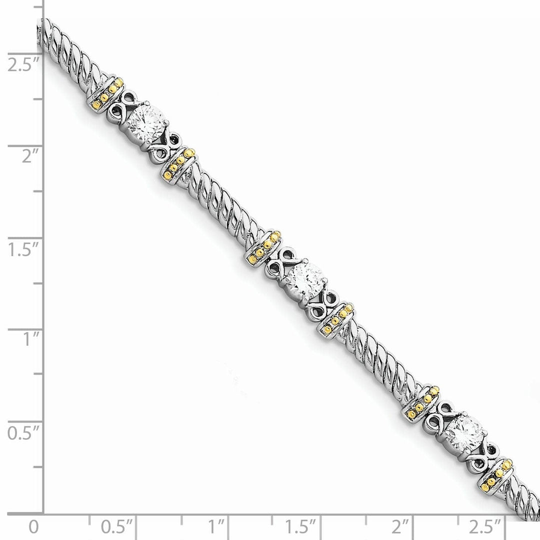 Silver Polished Finish Vermeil C.Z Bracelet