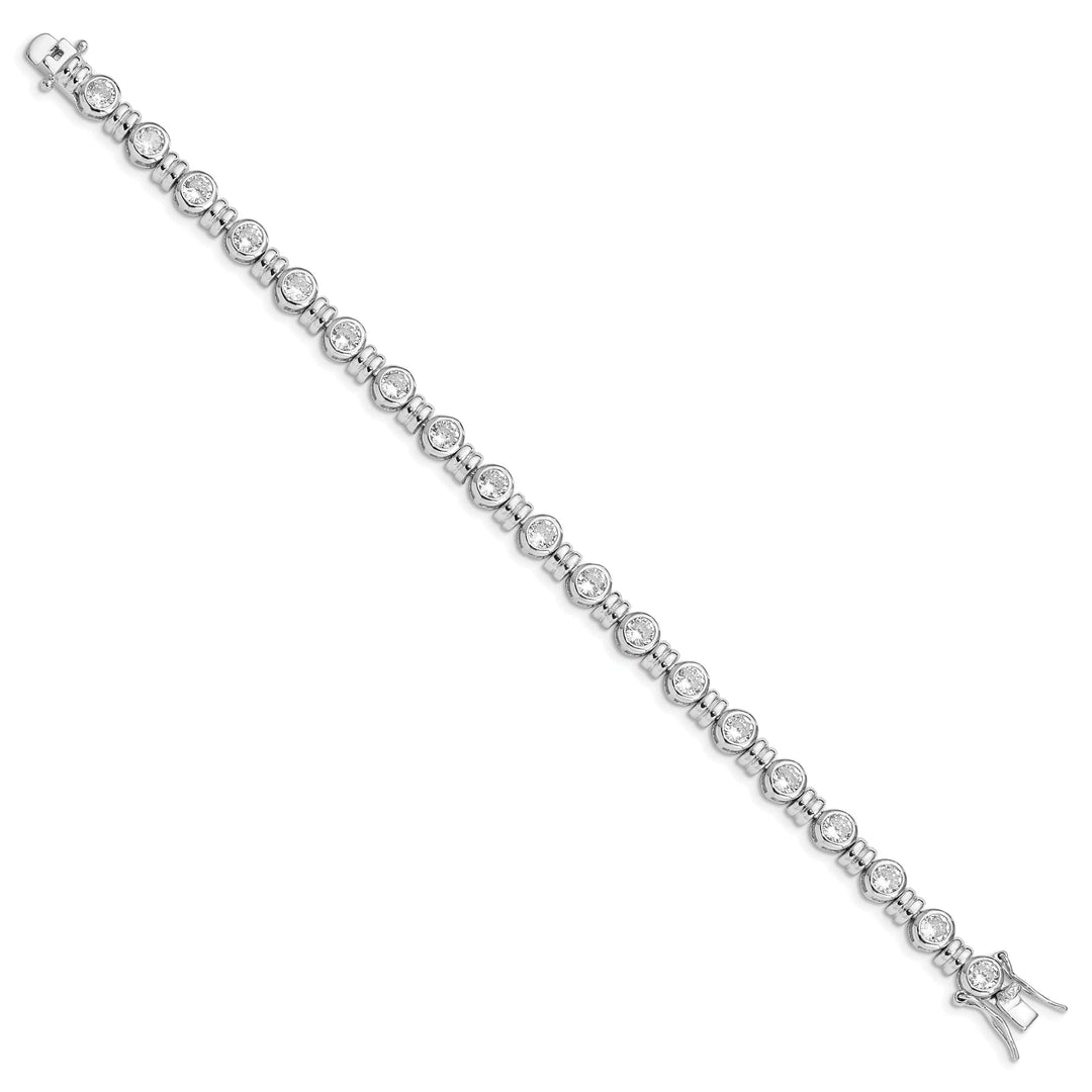 Silver Polished Finish Cubic Zirconia Bracelet