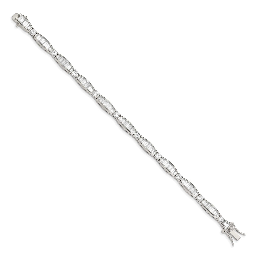 Silver Polished Finish Pave C.Z Bracelet