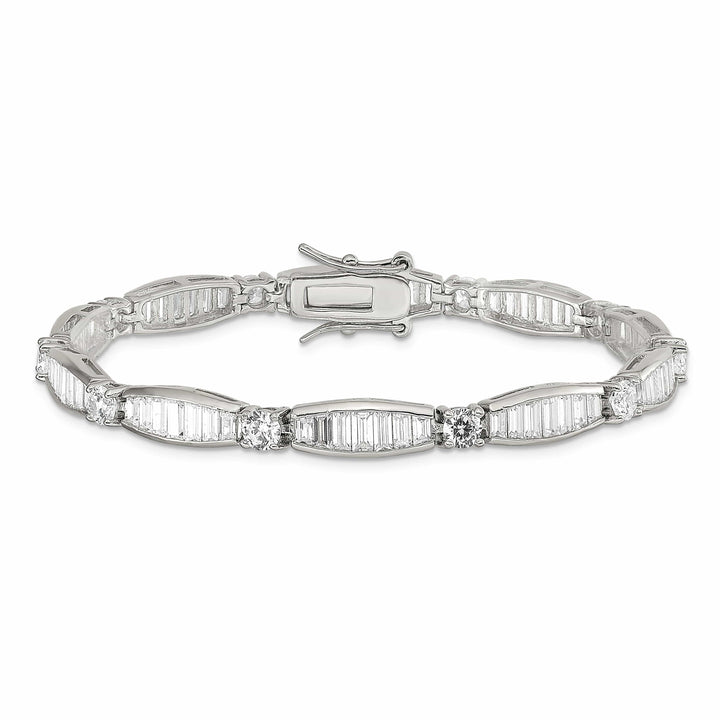 Silver Polished Finish Pave C.Z Bracelet