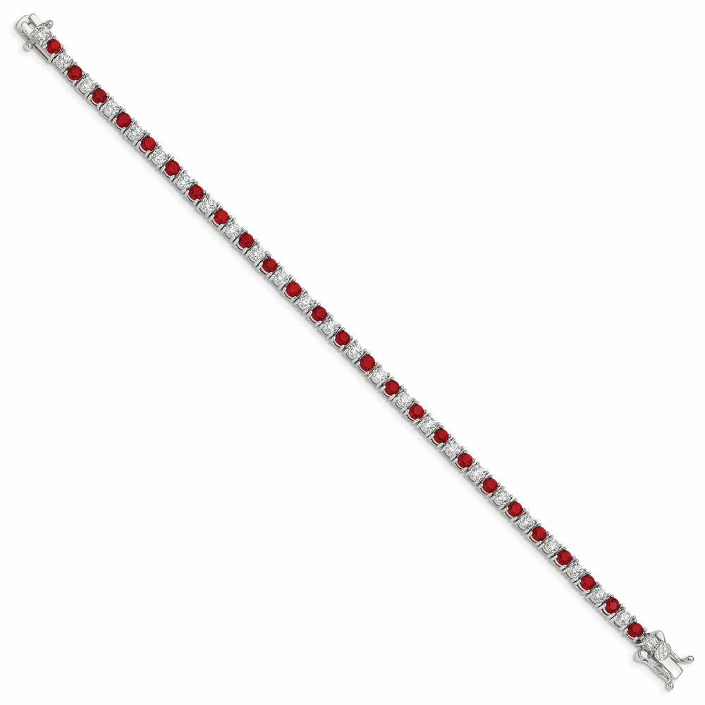 Silver Red and White Cubic Zirconia Bracelet