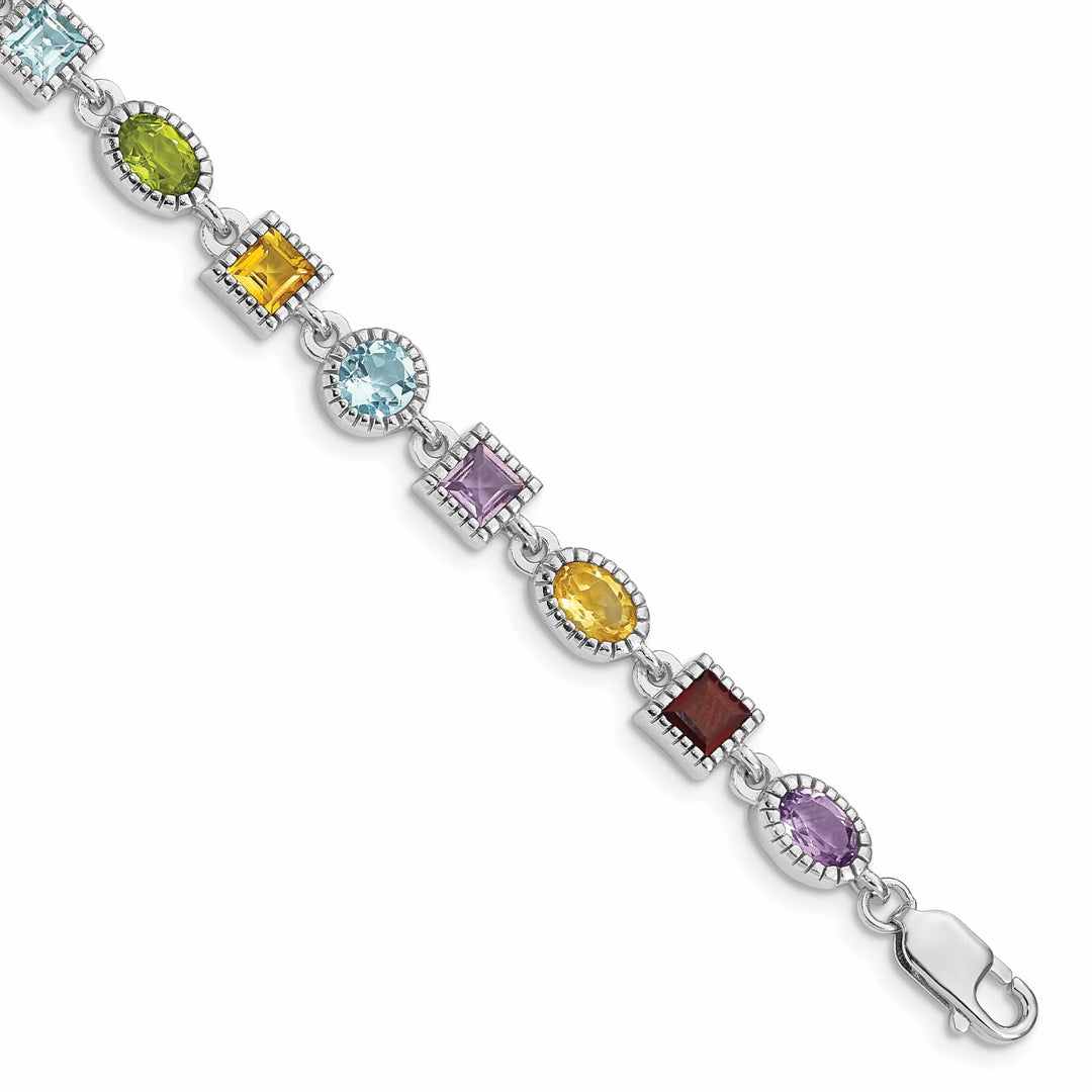Silver Rainbow Semi Precious Stone Bracelet