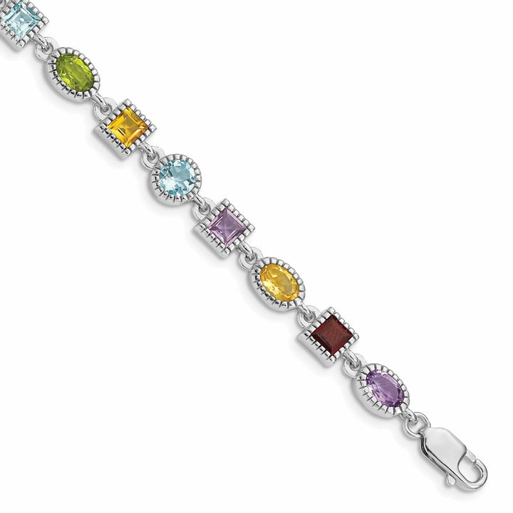 Silver Rainbow Semi Precious Stone Bracelet