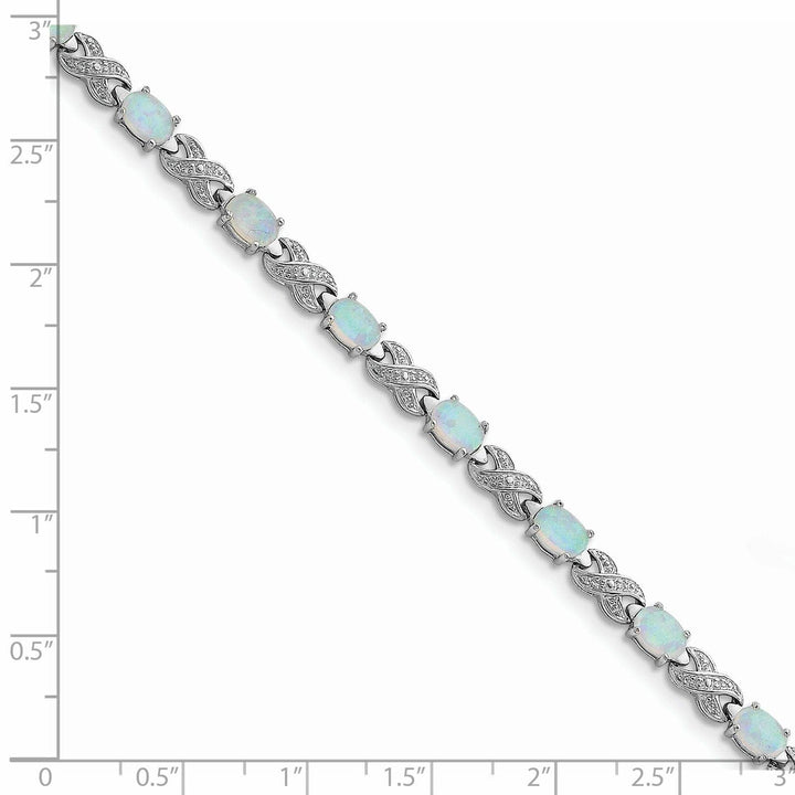 Silver Polished Created Opal Illusion Bracelet