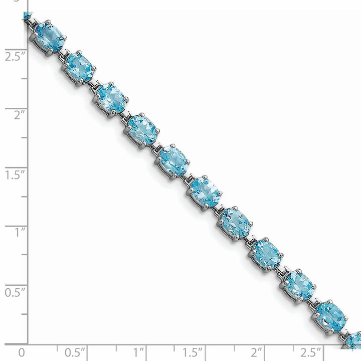 Silver Polished Blue Topaz Gemstone Bracelet