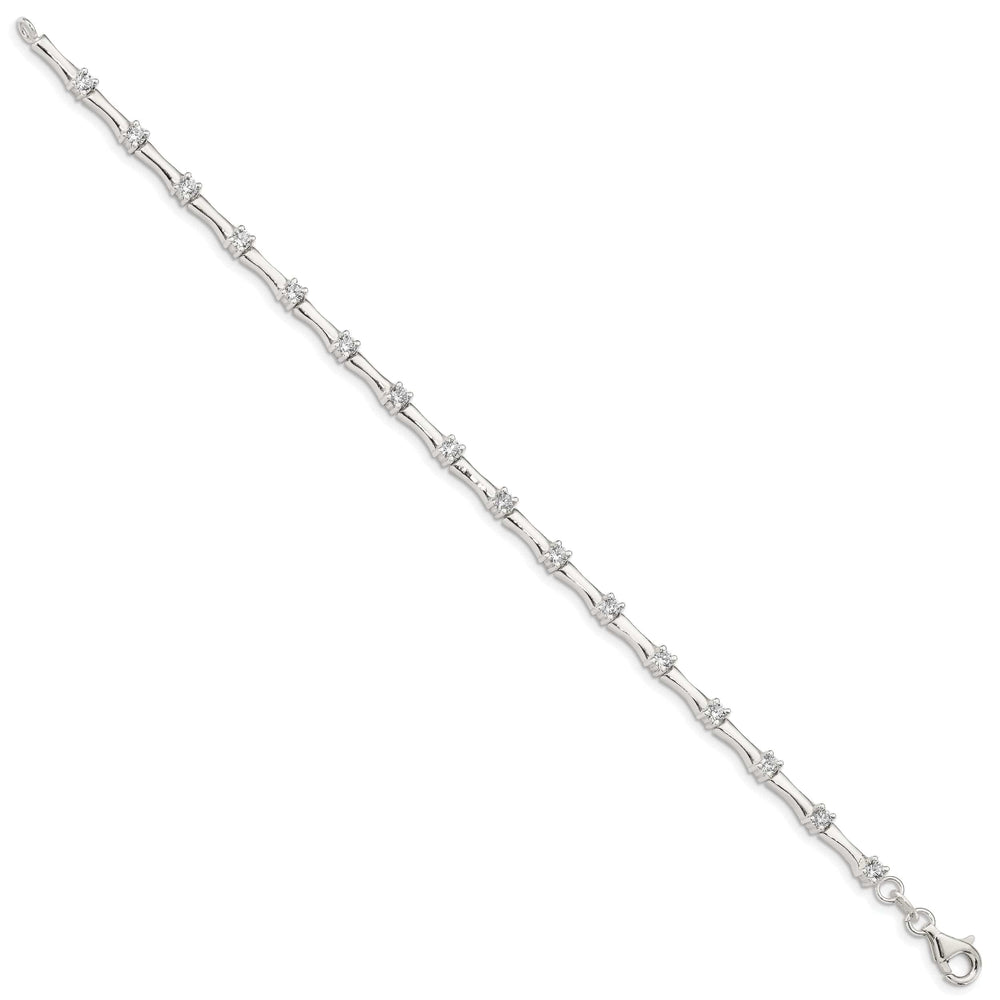 Silver Polished Finish C.Z Fancy Bracelet