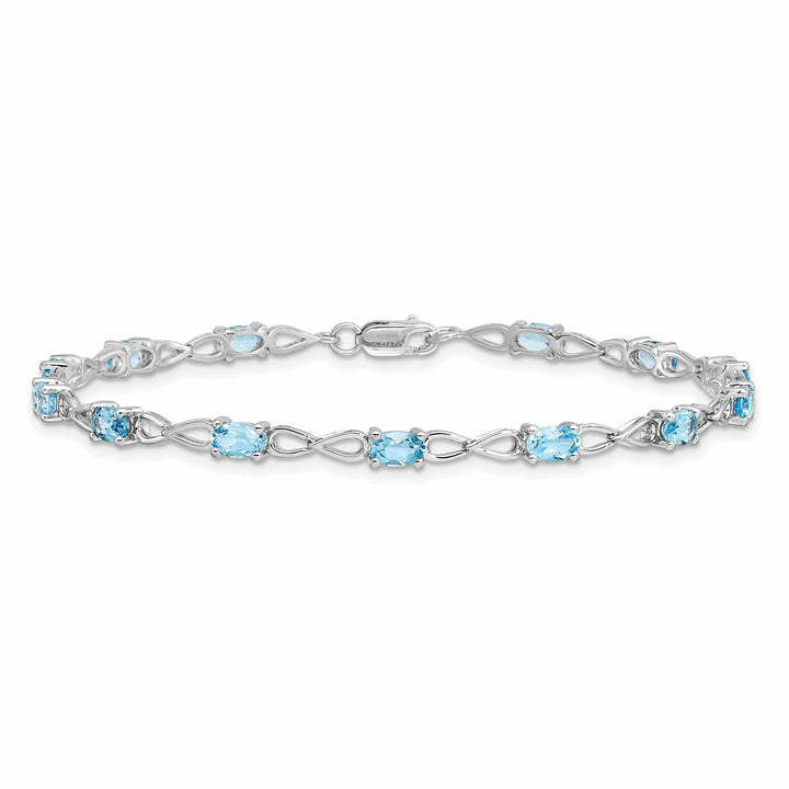 Silver Oval Swiss Blue Topaz Gemstone Bracelet