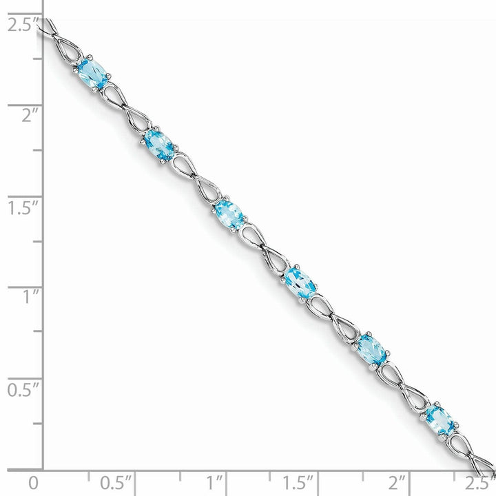 Silver Oval Swiss Blue Topaz Gemstone Bracelet