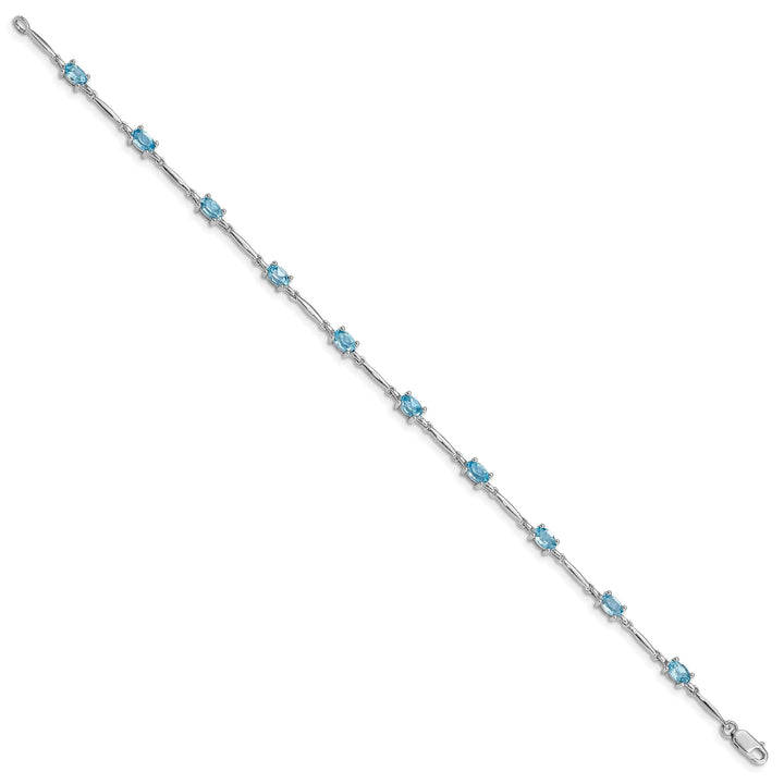 Silver Oval Swiss Blue Topaz Gemstone Bracelet