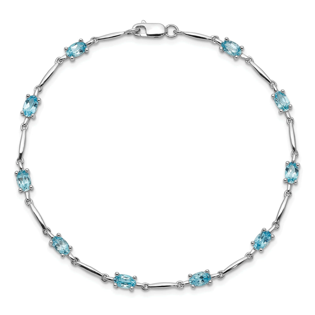 Silver Oval Swiss Blue Topaz Gemstone Bracelet