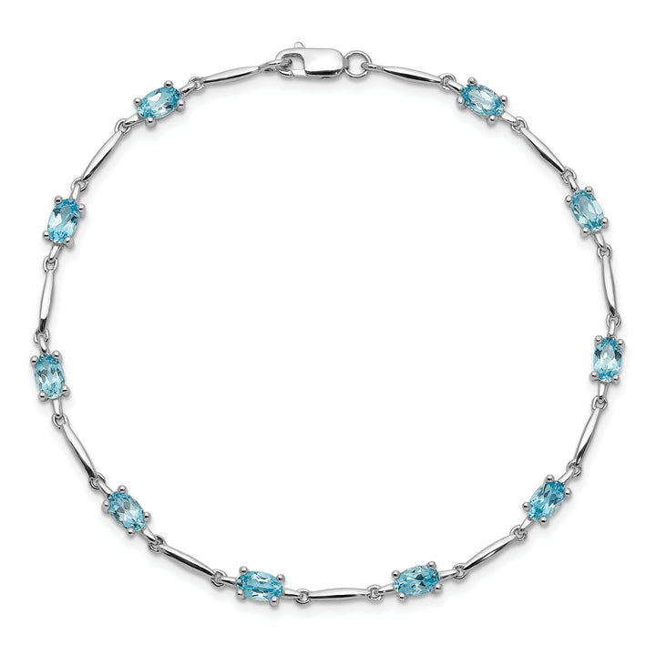 Silver Oval Swiss Blue Topaz Gemstone Bracelet