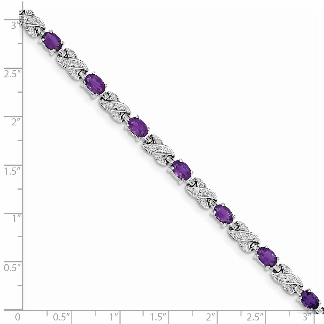 Silver Oval Cut Amethyst Gemstone Bracelet